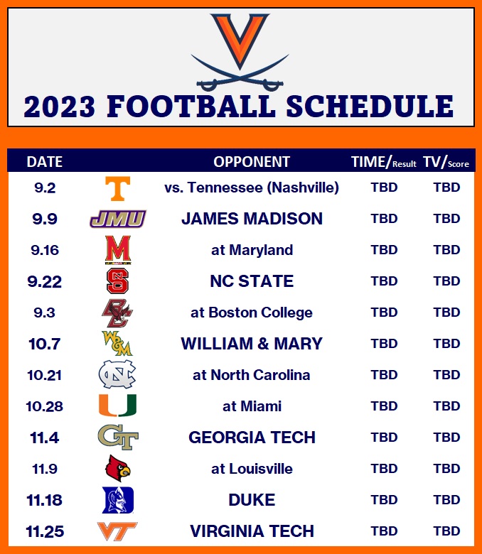 UVA Football Reveals 2023 Schedule Jerry Ratcliffe